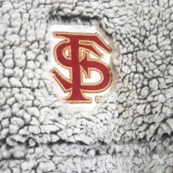 Florida State Womens Sz L 1/4 Zip Embroidered Logo Fleece Faux Fur Gray Top - Picture 2 of 12